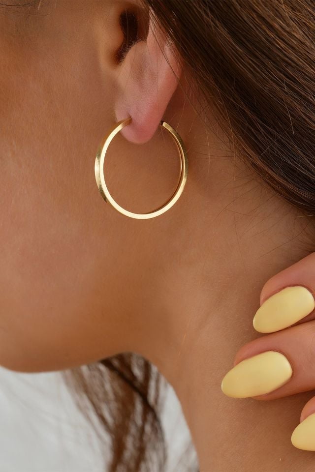 14 Ayar Altın Gizli Kilit Halka Küpe