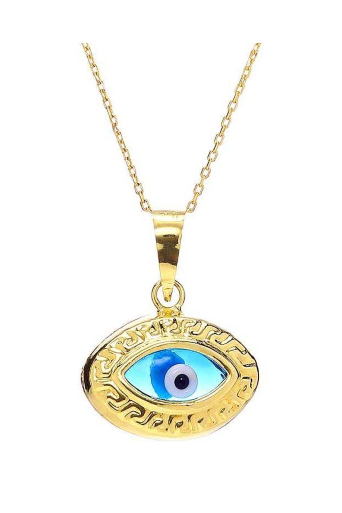 Kadın Sarı 14 Ayar Altın Nazar Göz Kolye