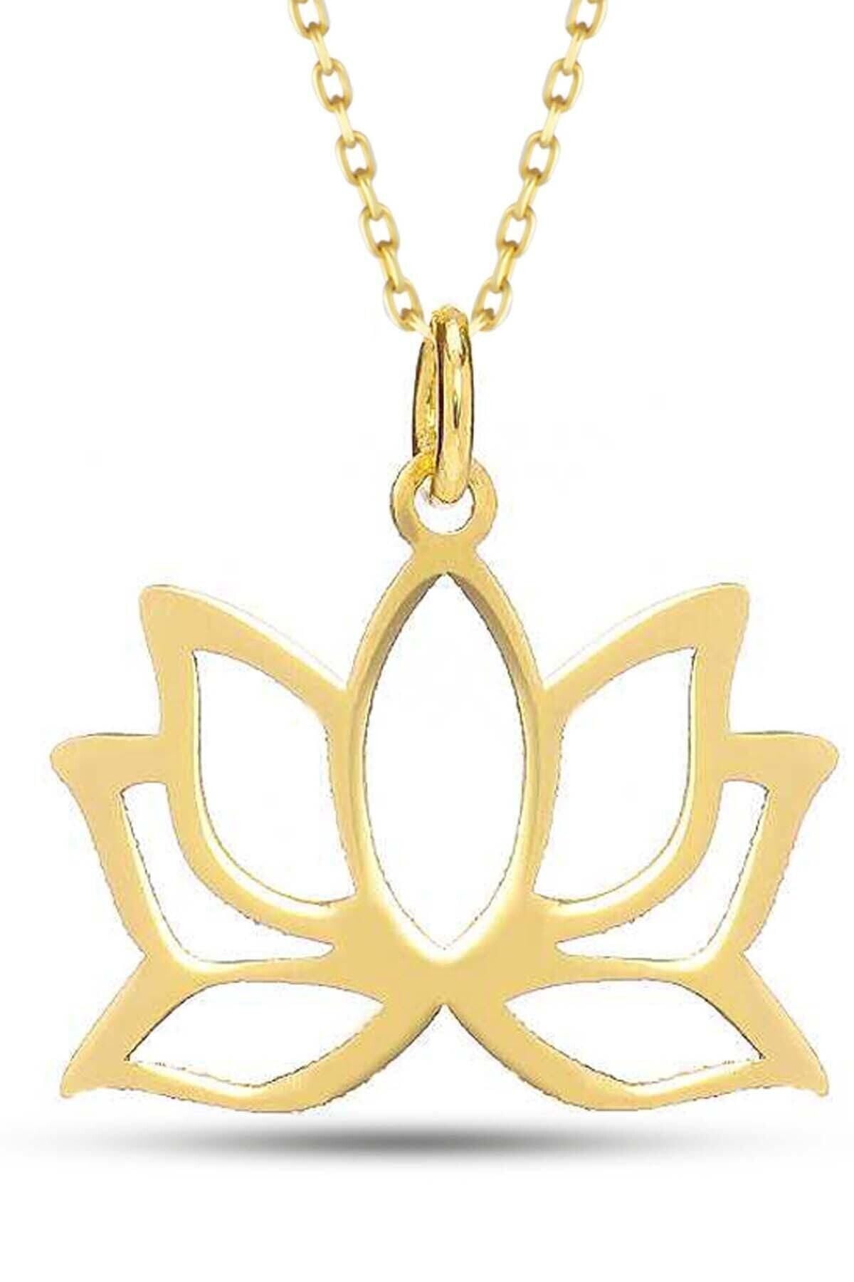 Kadın 14 Ayar Altın Lotus Çiçeği Kolye