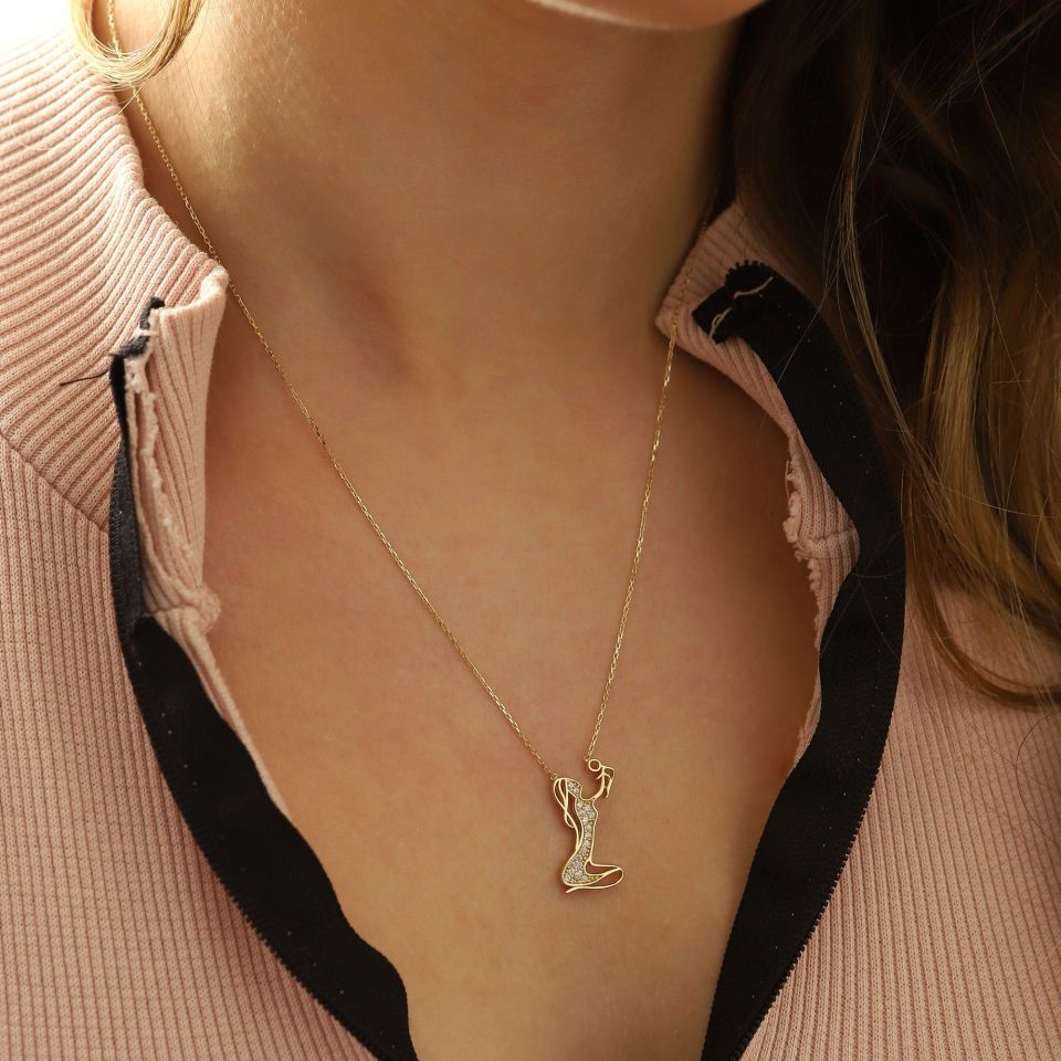 Moom Mücevherat Kadın 14 Ayar Altın Anne Çocuk Kolye ''45 cm''