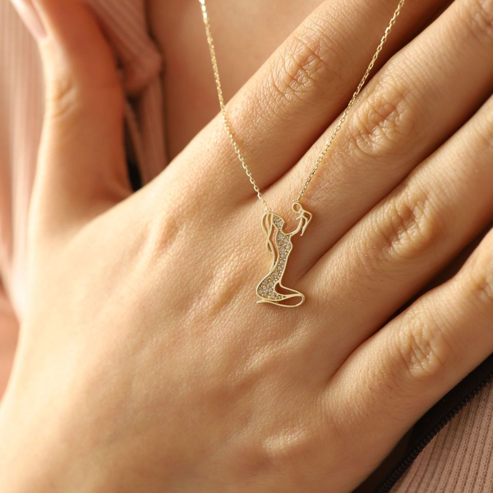 Moom Mücevherat Kadın 14 Ayar Altın Anne Çocuk Kolye ''45 cm''