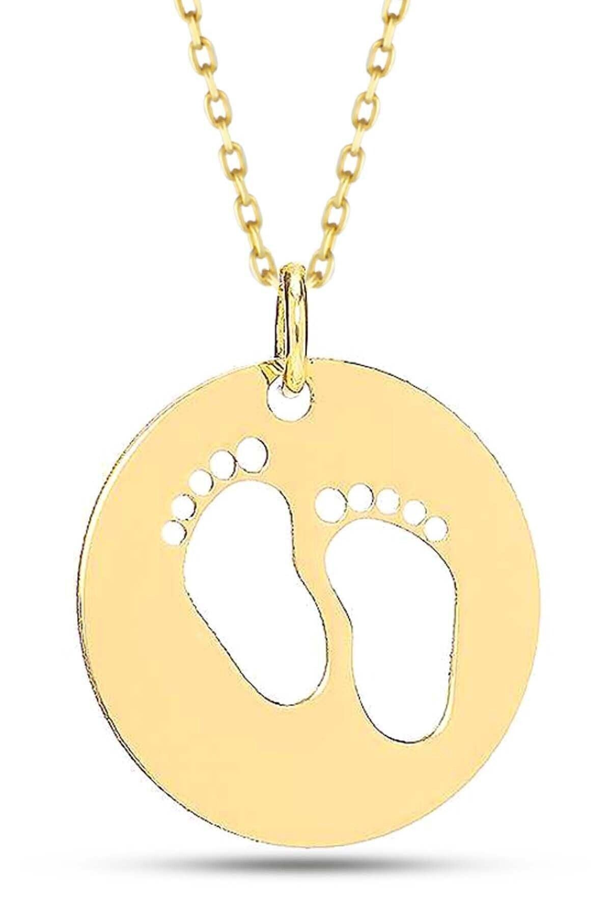 Kadın 14 Ayar Altın Bebek Ayak Izi Kolye