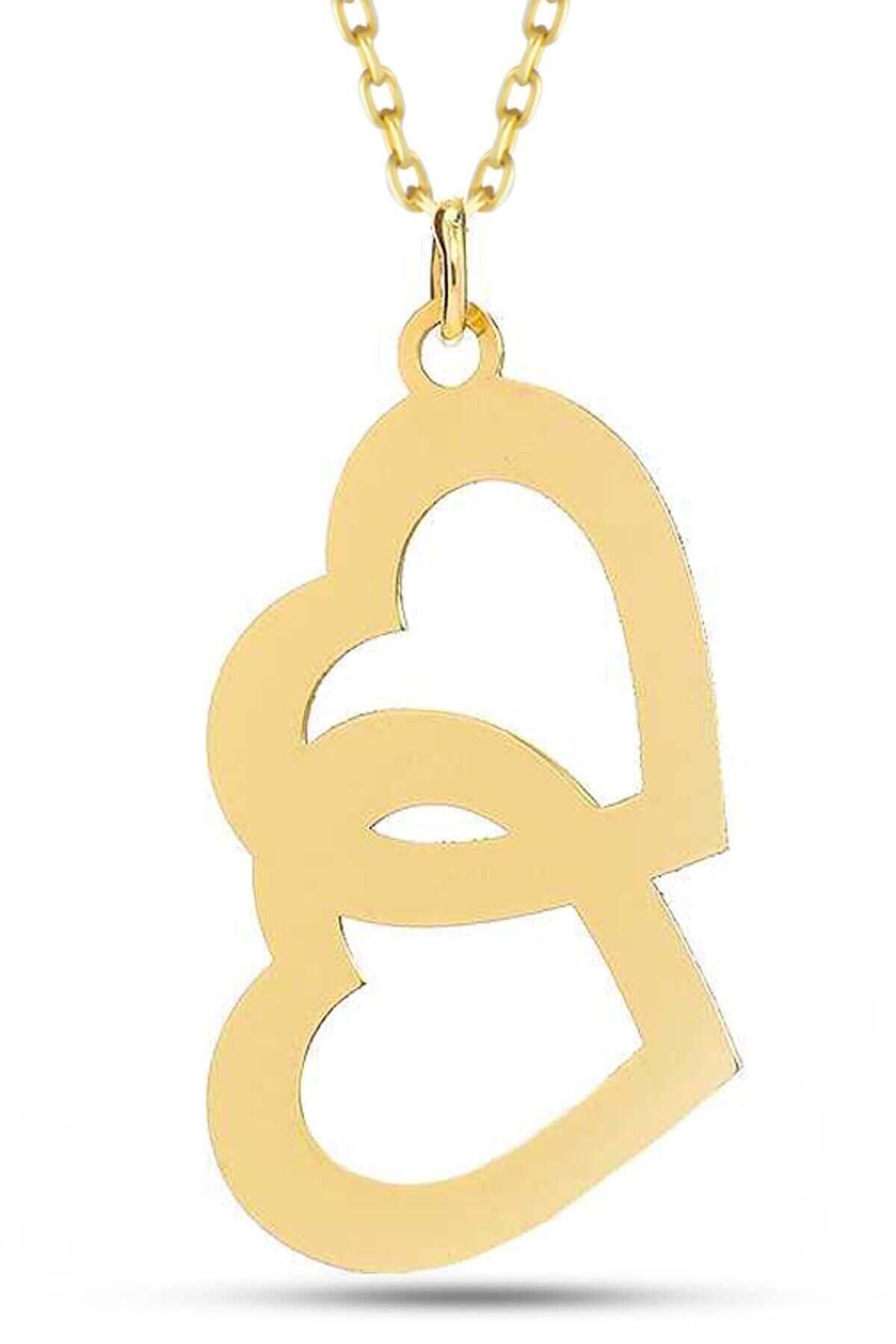 Kadın 14 Ayar Altın Kalpler Kolye