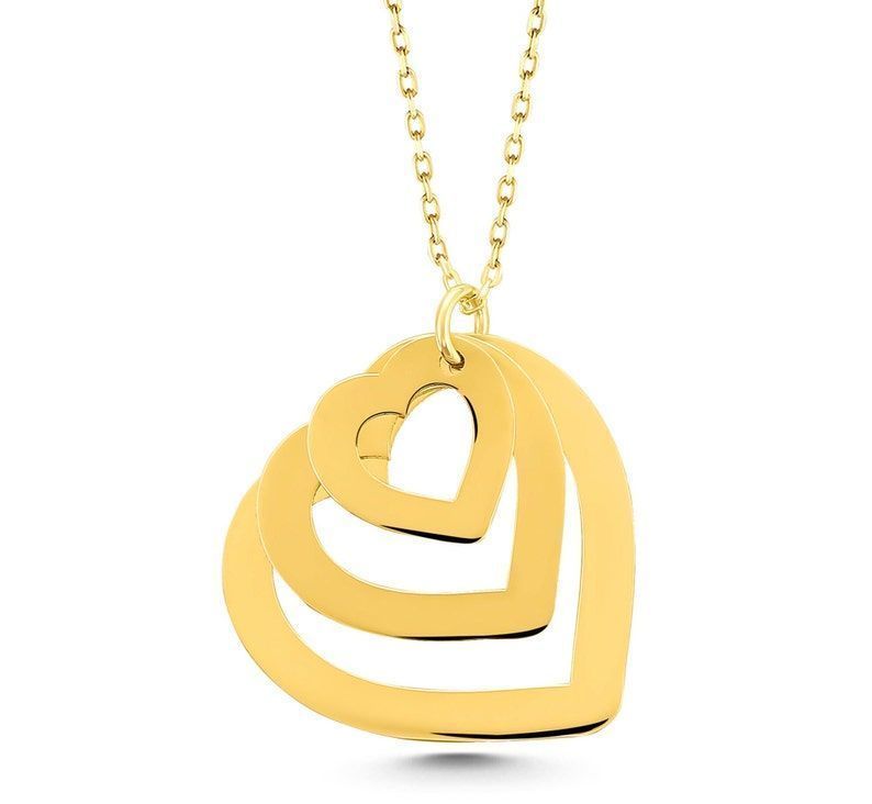 Moom Mücevherat Kadın 14 Ayar Altın Kalp Kolye ''45 cm''