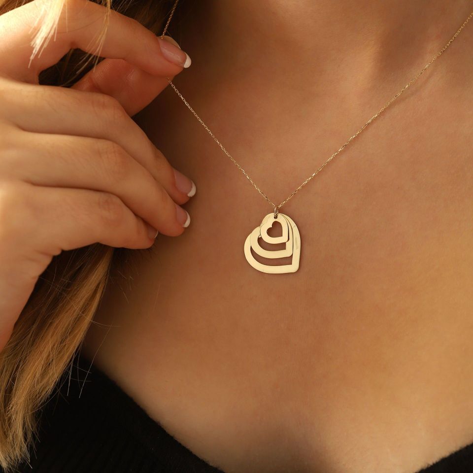 Moom Mücevherat Kadın 14 Ayar Altın Kalp Kolye ''45 cm''