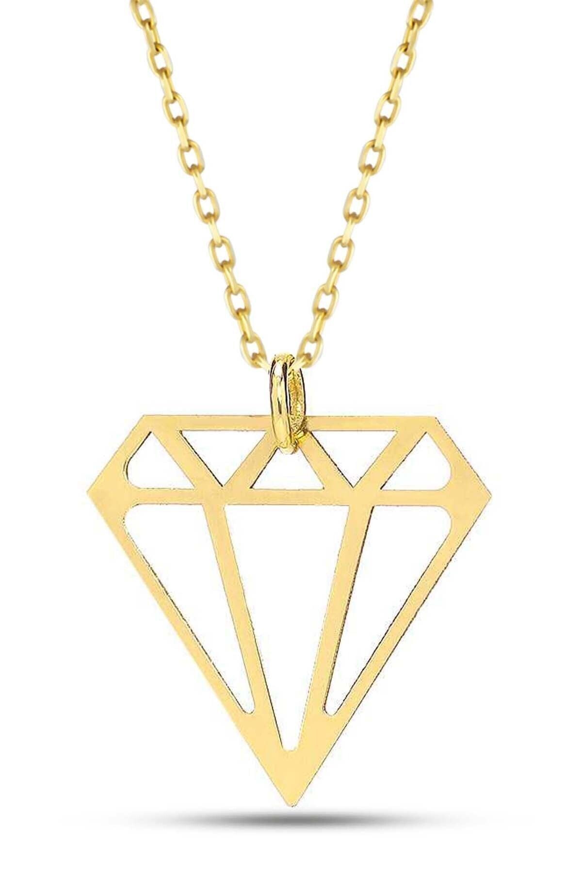 Kadın 14 Ayar Altın Elmas Şekilli Kolye