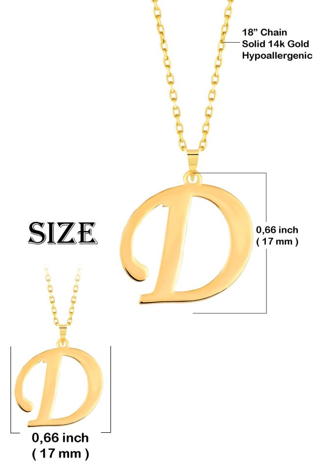 MOOM MÜCEVHERAT Kadın 14 Ayar Altın Harf Kolye El işi A & Z Harfi Altın Kolye Zincirli Harf Kolye 42 Cm D
