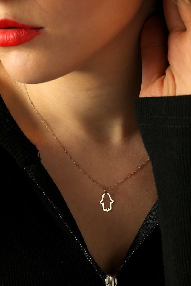 Kadın Fatma Eli Altın Kolye 14 Ayar