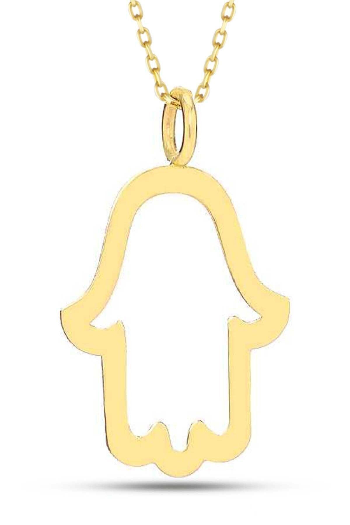 Kadın Fatma Eli Altın Kolye 14 Ayar