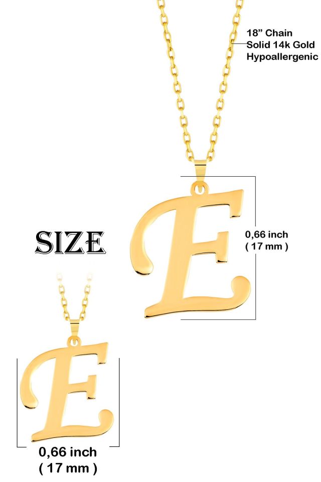MOOM MÜCEVHERAT Kadın 14 Ayar Altın Harf Kolye El işi A & Z Harfi Altın Kolye Zincirli Harf Kolye 42 Cm E