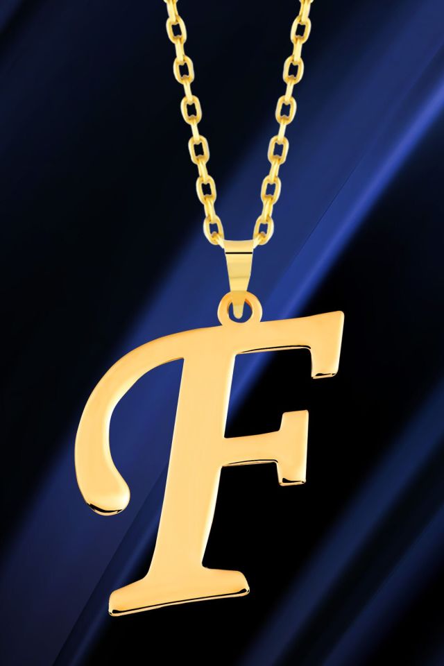 MOOM MÜCEVHERAT Kadın 14 Ayar Altın Harf Kolye El işi A & Z Harfi Altın Kolye Zincirli Harf Kolye 42 Cm F