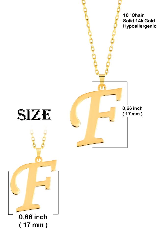 MOOM MÜCEVHERAT Kadın 14 Ayar Altın Harf Kolye El işi A & Z Harfi Altın Kolye Zincirli Harf Kolye 42 Cm F