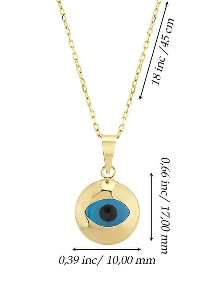 Kadın 14 Ayar Altın Nazar Göz Kolye