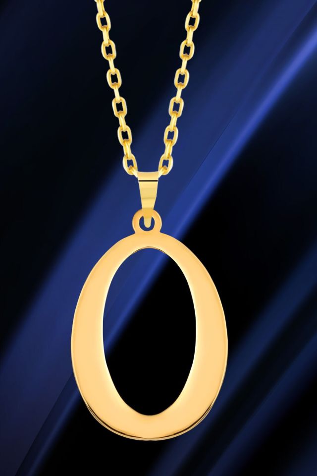 MOOM MÜCEVHERAT Kadın 14 Ayar Altın Harf Kolye El işi A & Z Harfi Altın Kolye Zincirli Harf Kolye 42 Cm O