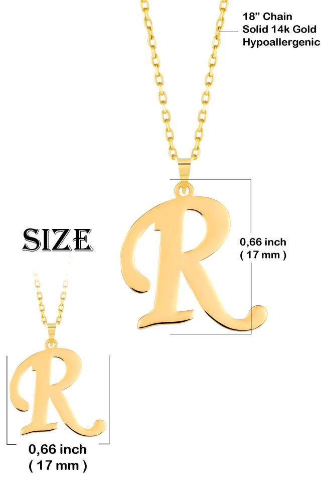 MOOM MÜCEVHERAT Kadın 14 Ayar Altın Harf Kolye El işi A & Z Harfi Altın Kolye Zincirli Harf Kolye 42 Cm R