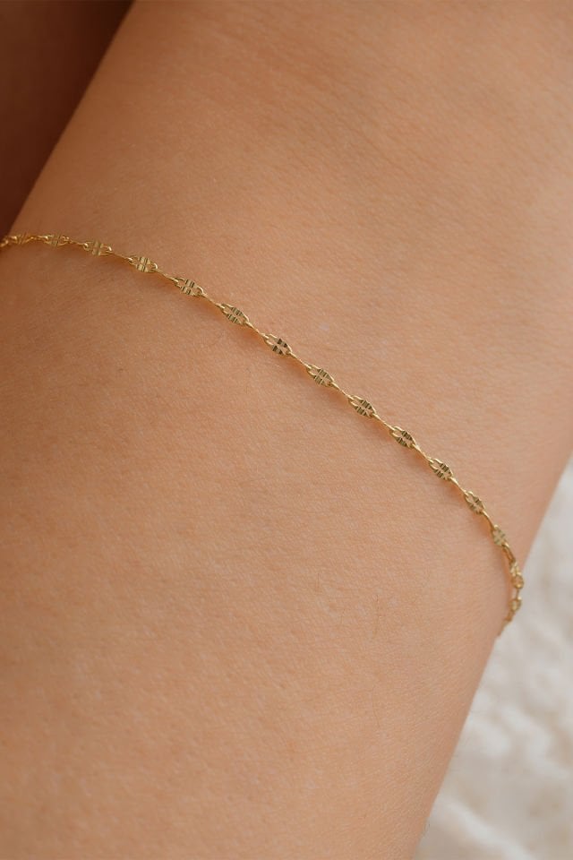 14 Ayar Altın Aynalı Zincir Bileklik(16CM,17CM,18CM,19CM,20CM,21CM)