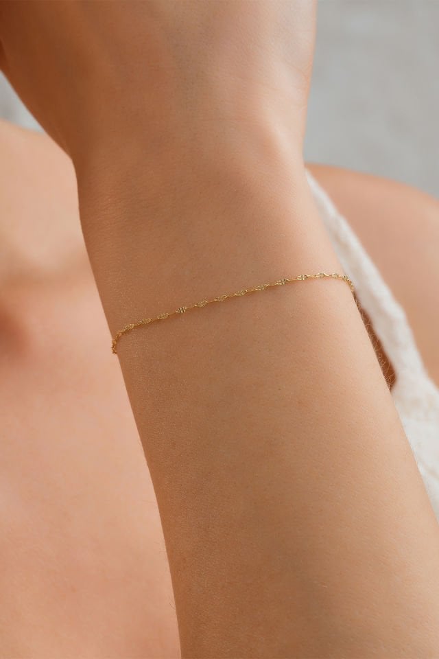 14 Ayar Altın Aynalı Zincir Bileklik(16CM,17CM,18CM,19CM,20CM,21CM)