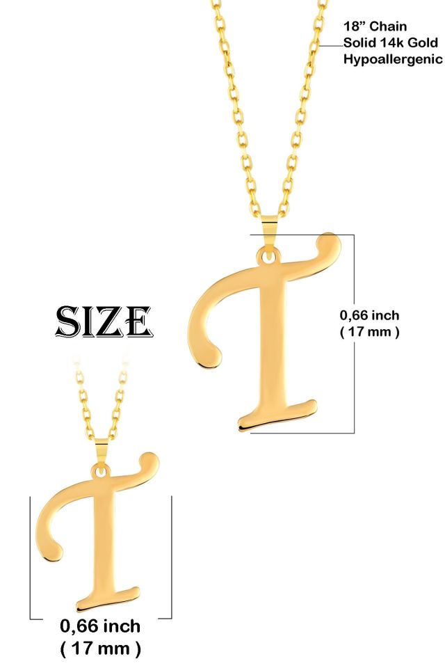 MOOM MÜCEVHERAT Kadın 14 Ayar Altın Harf Kolye El işi A & Z Harfi Altın Kolye Zincirli Harf Kolye 42 Cm T