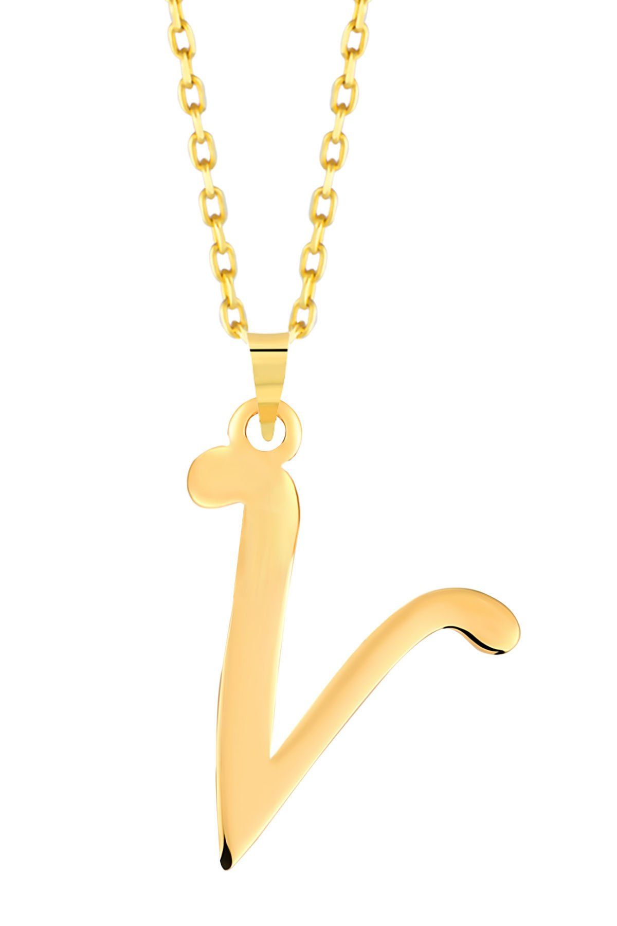 MOOM MÜCEVHERAT Kadın 14 Ayar Altın Harf Kolye El işi A & Z Harfi Altın Kolye Zincirli Harf Kolye 42 Cm V