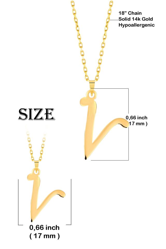 MOOM MÜCEVHERAT Kadın 14 Ayar Altın Harf Kolye El işi A & Z Harfi Altın Kolye Zincirli Harf Kolye 42 Cm V