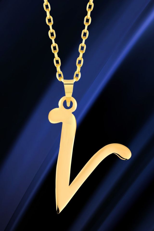 MOOM MÜCEVHERAT Kadın 14 Ayar Altın Harf Kolye El işi A & Z Harfi Altın Kolye Zincirli Harf Kolye 42 Cm V