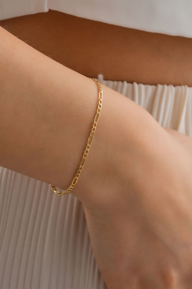 14 Ayar Altın Figaro Bileklik(16CM,17CM,18CM,19CM,20CM,21CM)