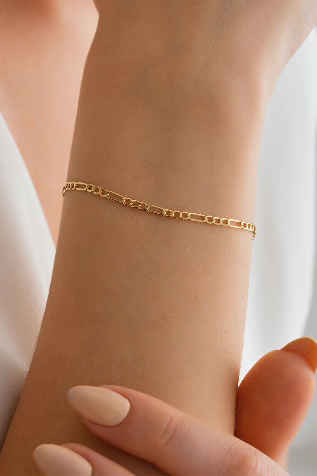 14 Ayar Altın Figaro Bileklik(16CM,17CM,18CM,19CM,20CM,21CM)