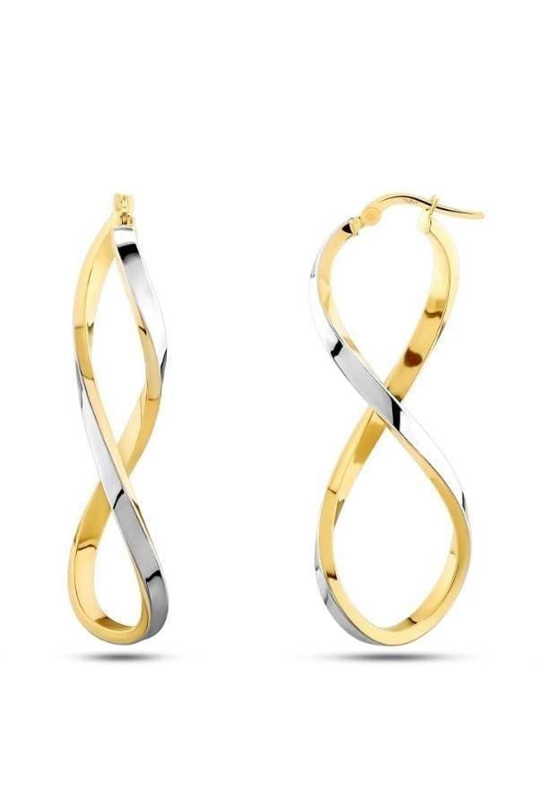 Moom Mücevherat Kadın 14 Ayar Altın 2 Renk Sarı Beyaz Sonsuzluk Küpe