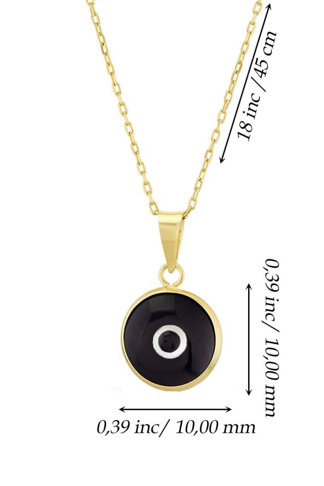 Kadın 14 Ayar Altın Siyah Gece Nazar Göz Kolye