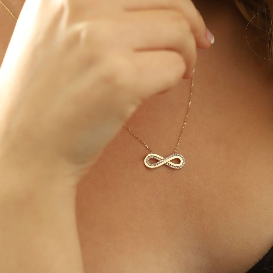 Moom Mücevherat Kadın 14 Ayar Altın Aşk Sonsuzluk Kolye ''45 cm''