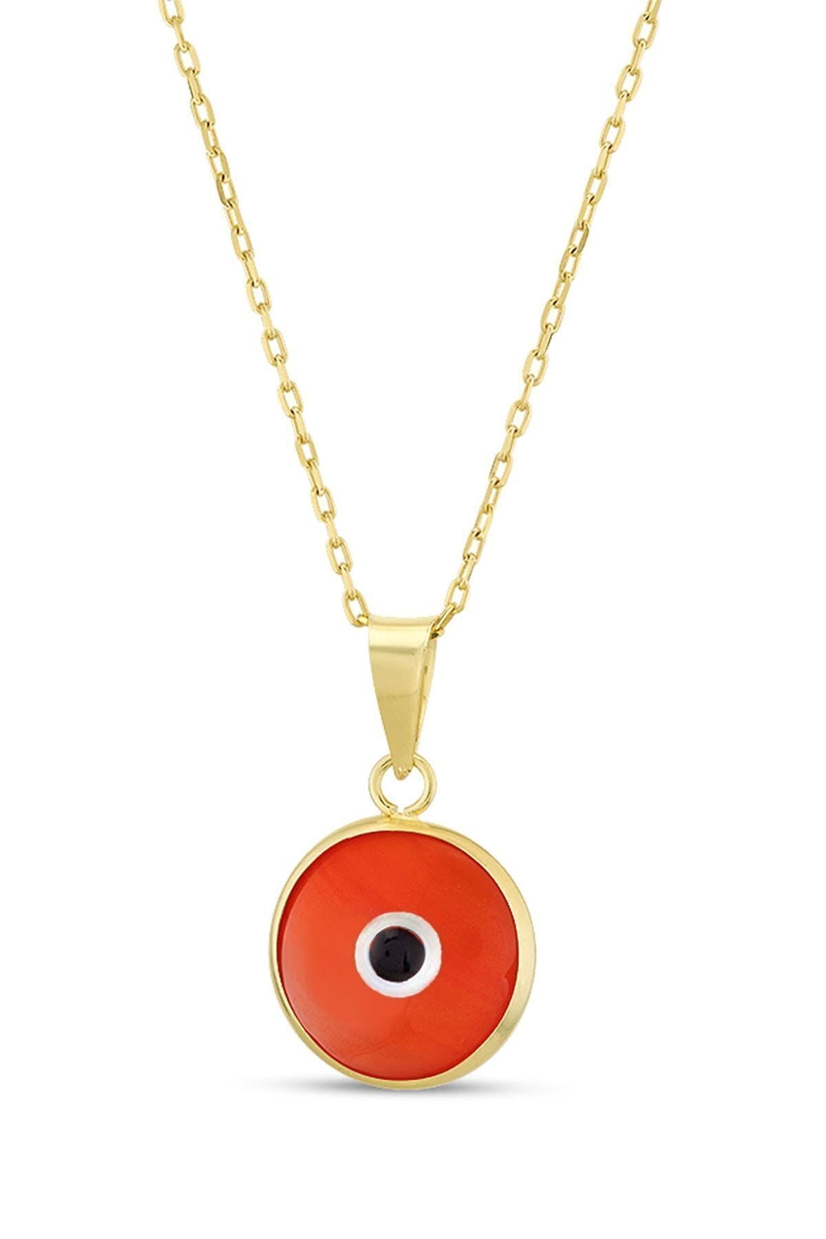 Kadın 14 Ayar Altın Nazar Serisi Kırmızı Göz Kolye
