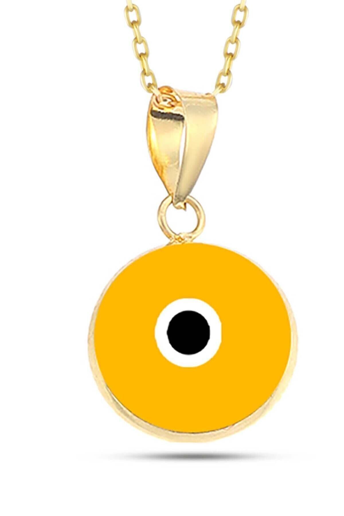 Kadın Sarı  14 Ayar Altın Sarı Göz Nazar Kolye