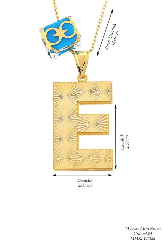 Kadın 14 Ayar Altın Italyan Kalemli Firuze Taşlı Harf Serisi