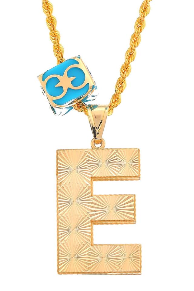 Kadın 14 Ayar Altın 2cm Halat Zincirli Ve Full Üzeri Kalemli Italyan Harf Serisi