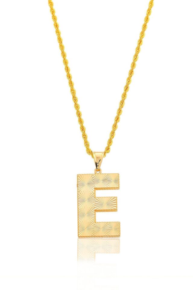 Kadın 14 Ayar Altın 2 Cm Halat Zincir Ile Beraber Fantezi Italyan Harf Serisi