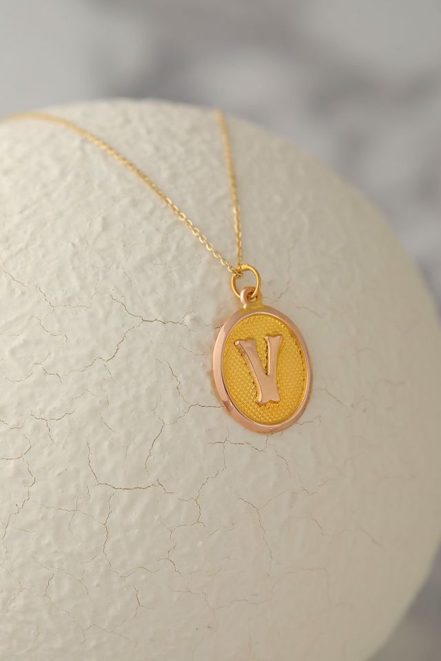 Moom Mücevherat Kadın 14 Ayar Altın Harf Kolye Nostaljik Oval A & Z Harf Altın Kolye Zincirli 42 Cm V