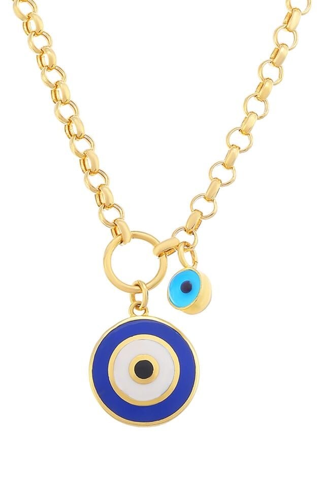 Kadın 14 Ayar Altın Italyan Mineli Fantezi Göz Nazar Kolye