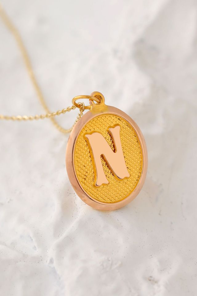 Moom Mücevherat Kadın 14 Ayar Altın Harf Kolye Nostaljik Oval A & Z Harf Altın Kolye Zincirli 42 Cm N