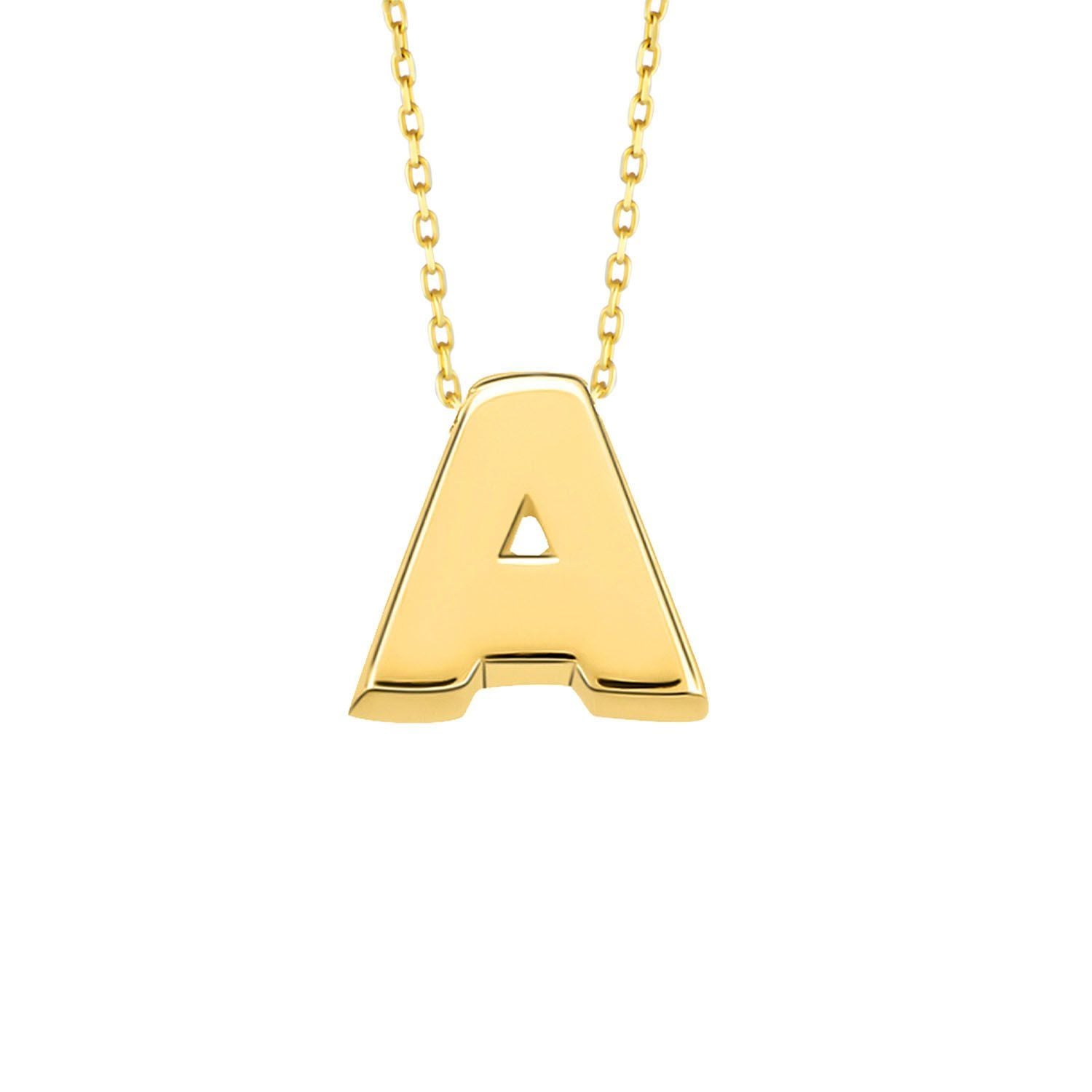MOOM MÜCEVHERAT 14 Ayar 3 Boyutlu A & Z Harfi Zincirli Kolye A