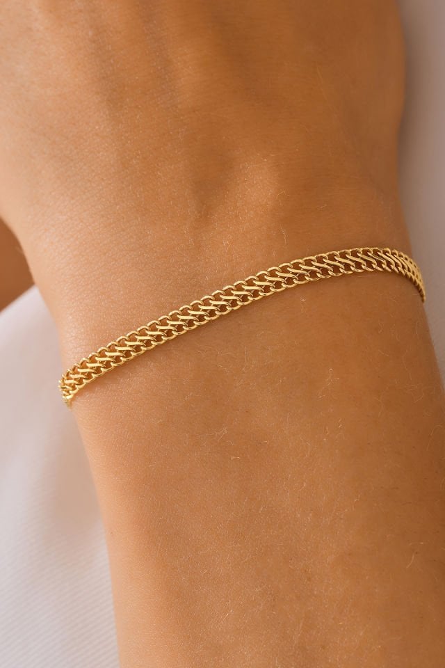 MOOM MÜCEVHERAT 14 Ayar Altın Viyana Örme Bileklik (16cm,17cm,18cm,19cm,20cm,21cm)