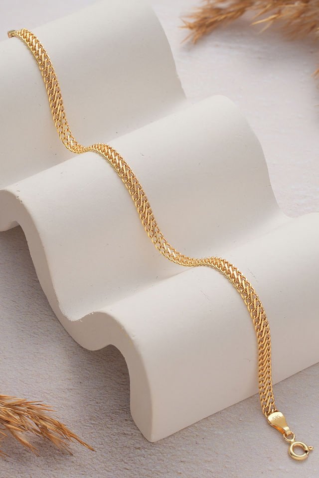 MOOM MÜCEVHERAT 14 Ayar Altın Viyana Örme Bileklik (16cm,17cm,18cm,19cm,20cm,21cm)