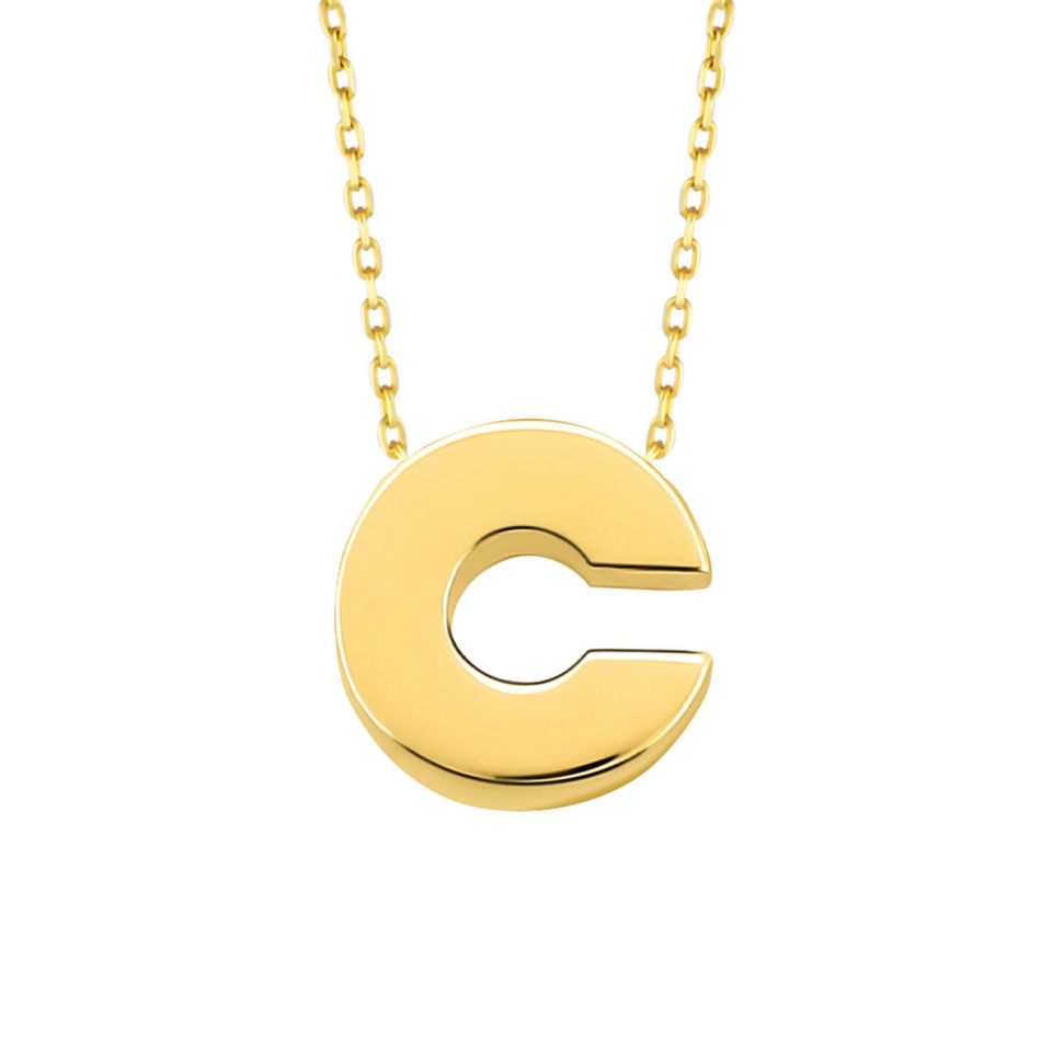 MOOM MÜCEVHERAT 14 Ayar 3 Boyutlu A & Z Harfi Zincirli Kolye C