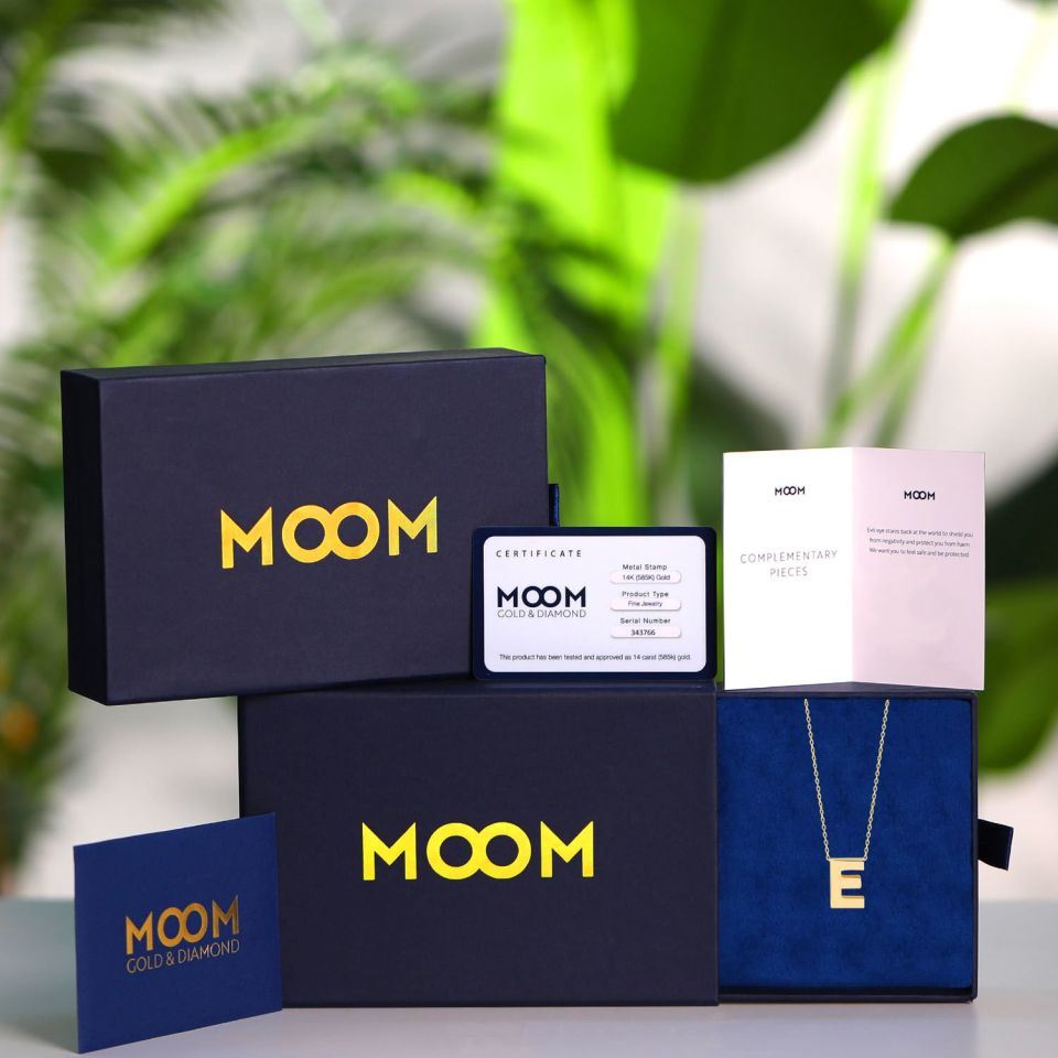 MOOM MÜCEVHERAT 14 Ayar 3 Boyutlu A & Z Harfi Zincirli Kolye E