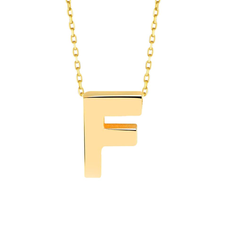 MOOM MÜCEVHERAT 14 Ayar 3 Boyutlu A & Z Harfi Zincirli Kolye F