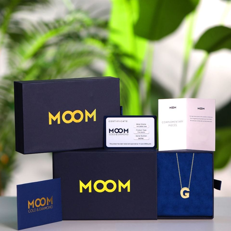 MOOM MÜCEVHERAT 14 Ayar 3 Boyutlu A & Z Harfi Zincirli Kolye G