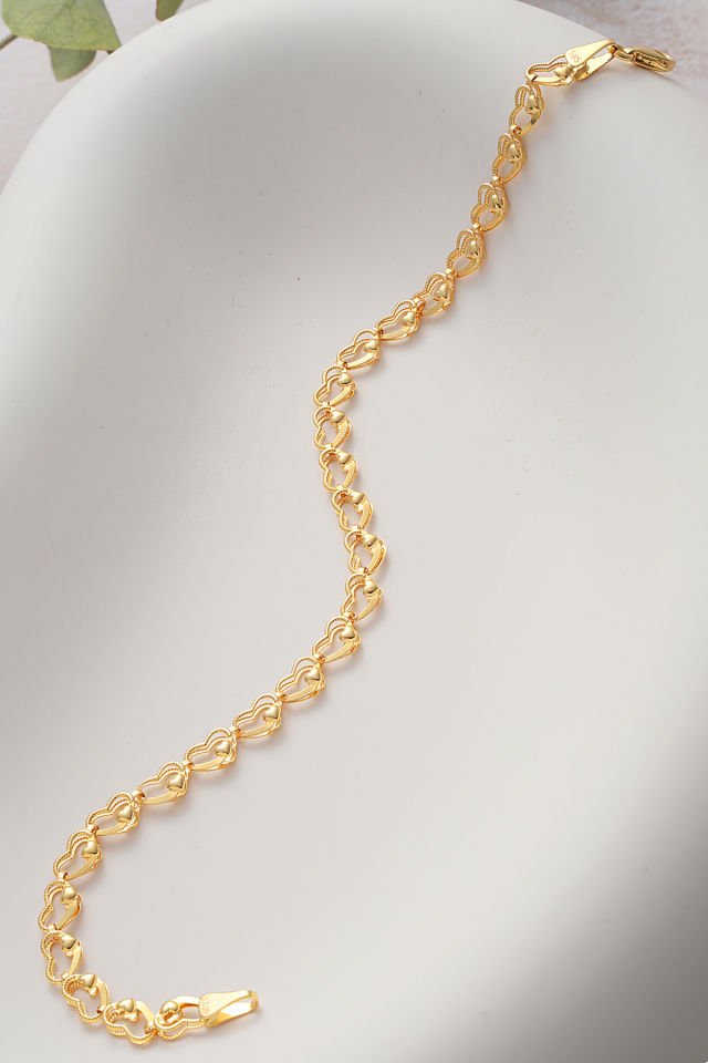 MOOM MÜCEVHERAT 14 Ayar Altın Kalp Örme Bileklik (16cm,17cm,18cm,19cm,20cm,21cm)