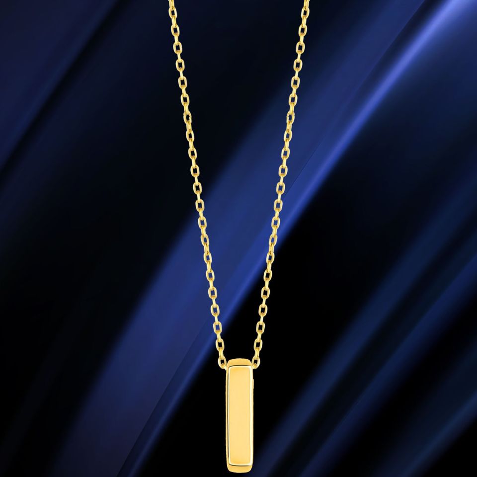 MOOM MÜCEVHERAT 14 Ayar 3 Boyutlu A & Z Harfi Zincirli Kolye I