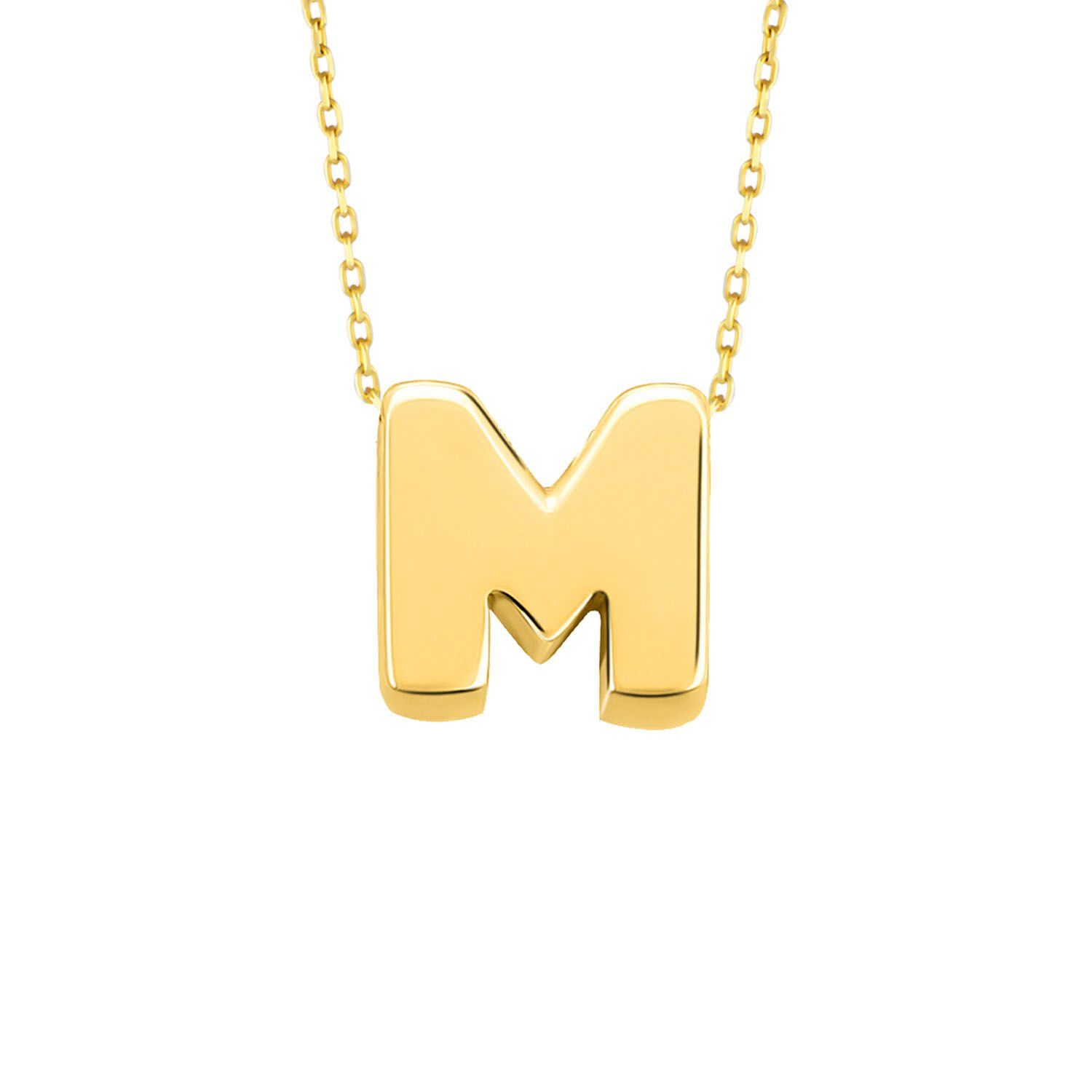 MOOM MÜCEVHERAT 14 Ayar 3 Boyutlu A & Z Harfi Zincirli Kolye M
