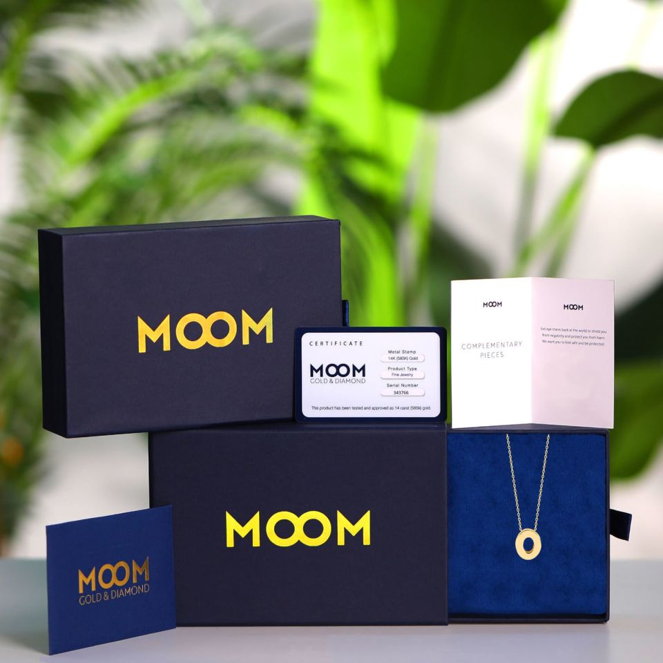 MOOM MÜCEVHERAT 14 Ayar 3 Boyutlu A & Z Harfi Zincirli Kolye O