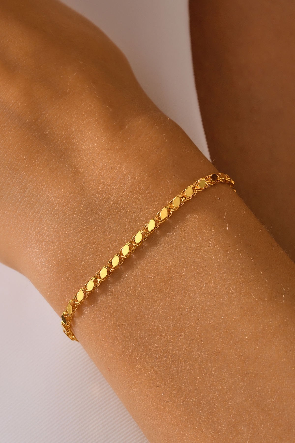 MOOM MÜCEVHERAT 14 Ayar Altın Halep Pullu Bileklik (16cm,17cm,18cm,19cm,20cm,21cm)